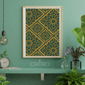 Islamic Diamond Geometry wall art printable featuring elegant Islamic geometric diamond pattern for Muslim home decor