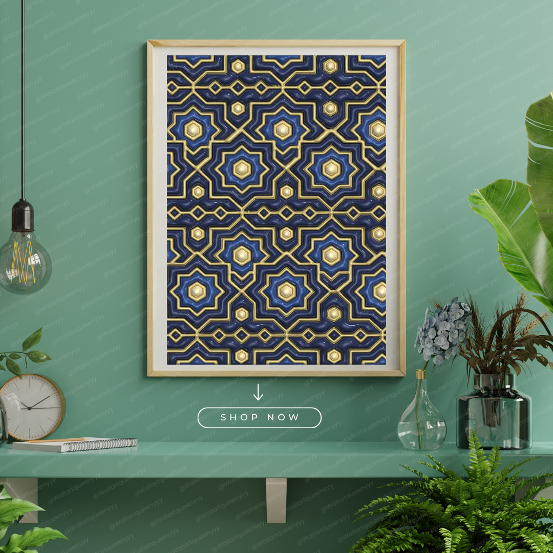 Royal Islamic Geometry wall art printable featuring luxury Islamic geometric pattern for Muslim home decor
