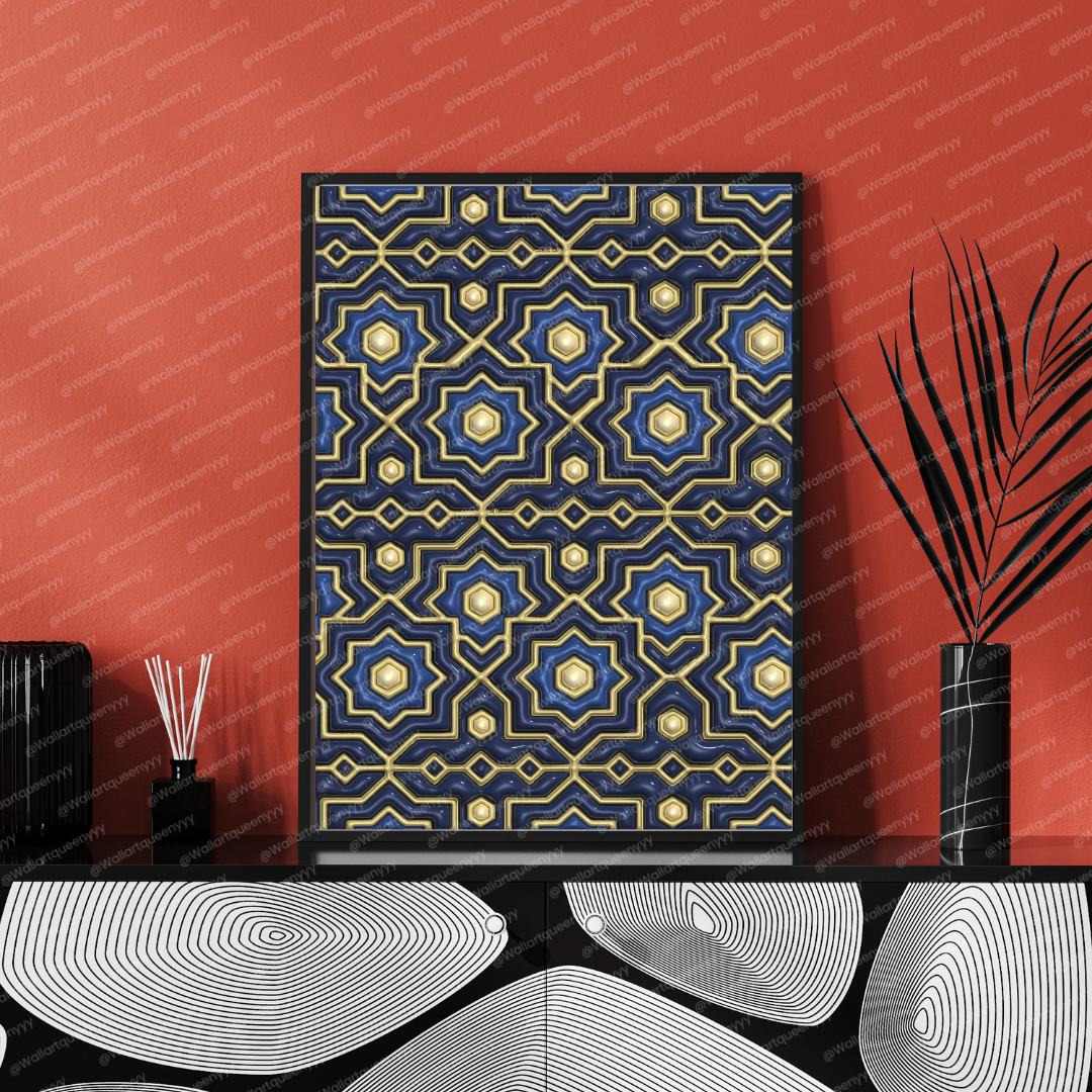 Royal Islamic Geometry wall art printable featuring luxury Islamic geometric pattern for Muslim home decor