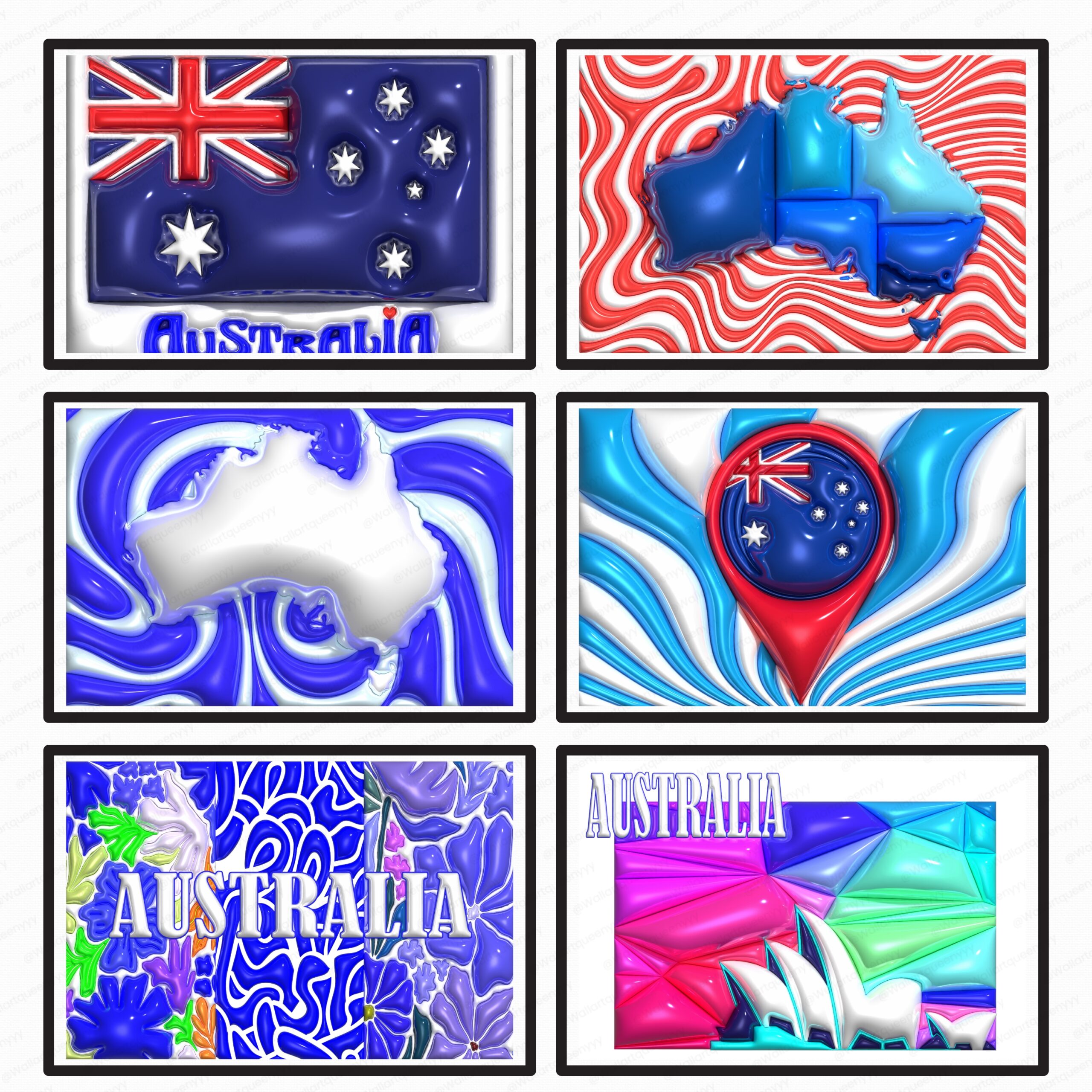 3D Layered Australia Map Wall Art printable digital download, luxury modern layered map design for contemporary home and office decor