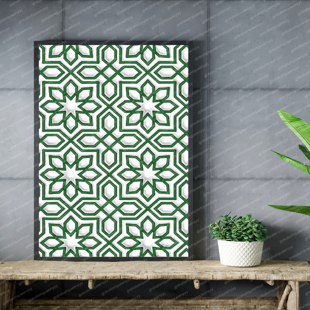 Islamic Star Geometry wall art printable featuring elegant Islamic star geometric pattern symbolizing balance and spiritual order