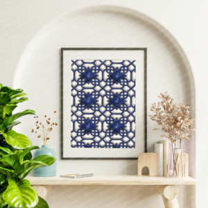 Eid wall art printable digital download featuring elegant Islamic interlace geometric pattern for Eid decor and Muslim home decoration