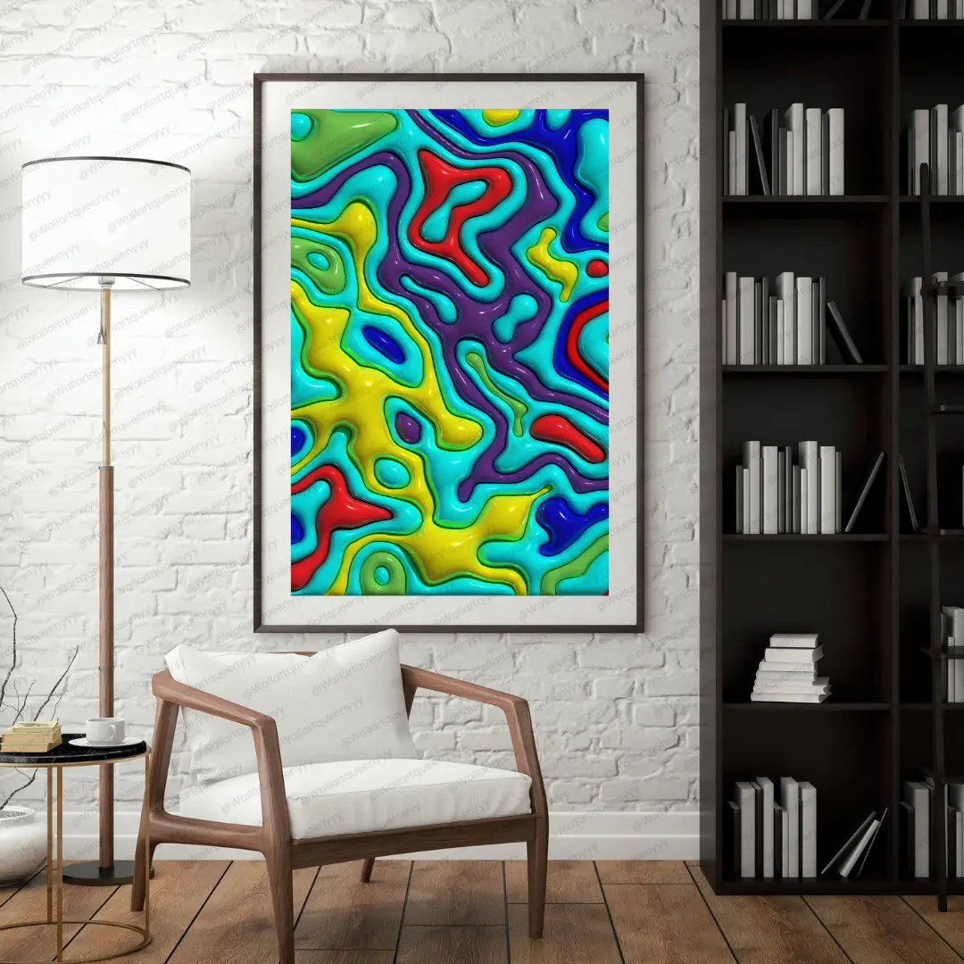 Aqua Maze abstract pattern wall art printable digital download, luxury modern abstract design for contemporary home and office decor