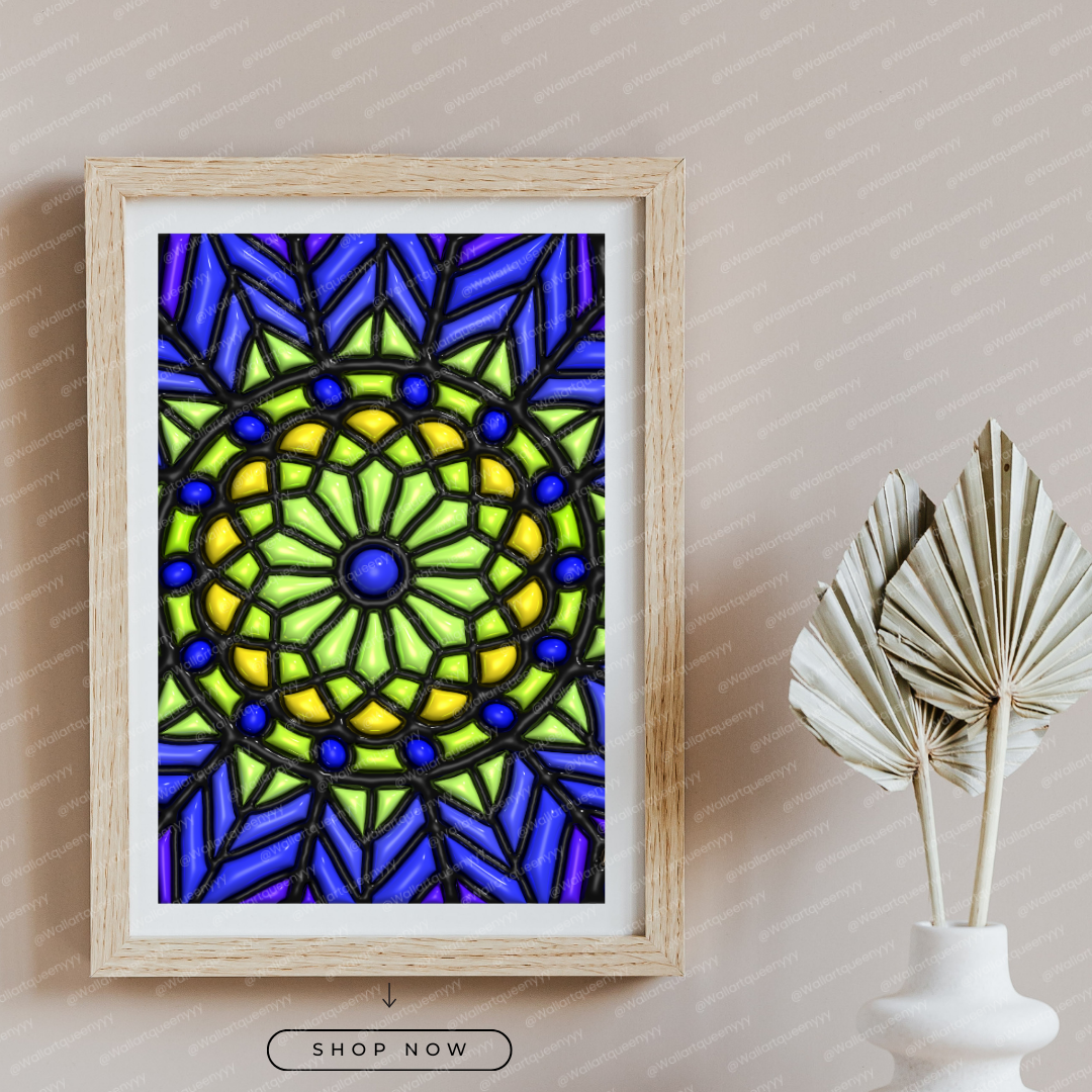 Islamic Mandala Harmony wall art printable featuring elegant Islamic mandala geometric pattern symbolizing balance and spiritual harmony