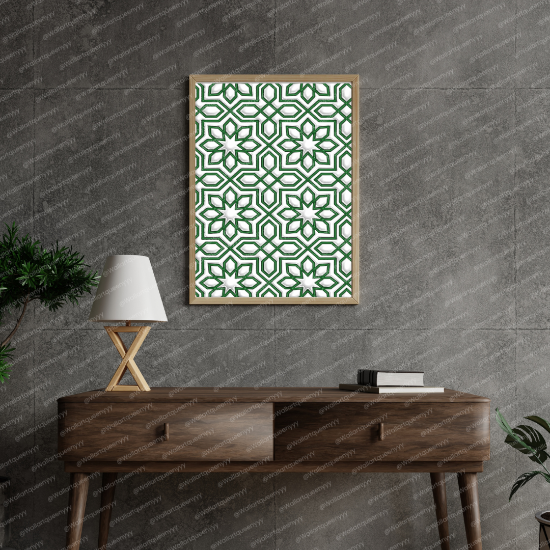 Islamic Star Geometry wall art printable featuring elegant Islamic star geometric pattern symbolizing balance and spiritual order