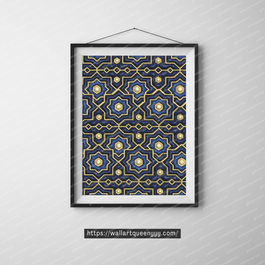 Royal Islamic Geometry wall art printable featuring luxury Islamic geometric pattern for Muslim home decor