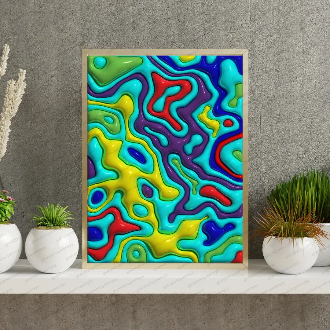 Aqua Maze abstract pattern wall art printable digital download, luxury modern abstract design for contemporary home and office decor