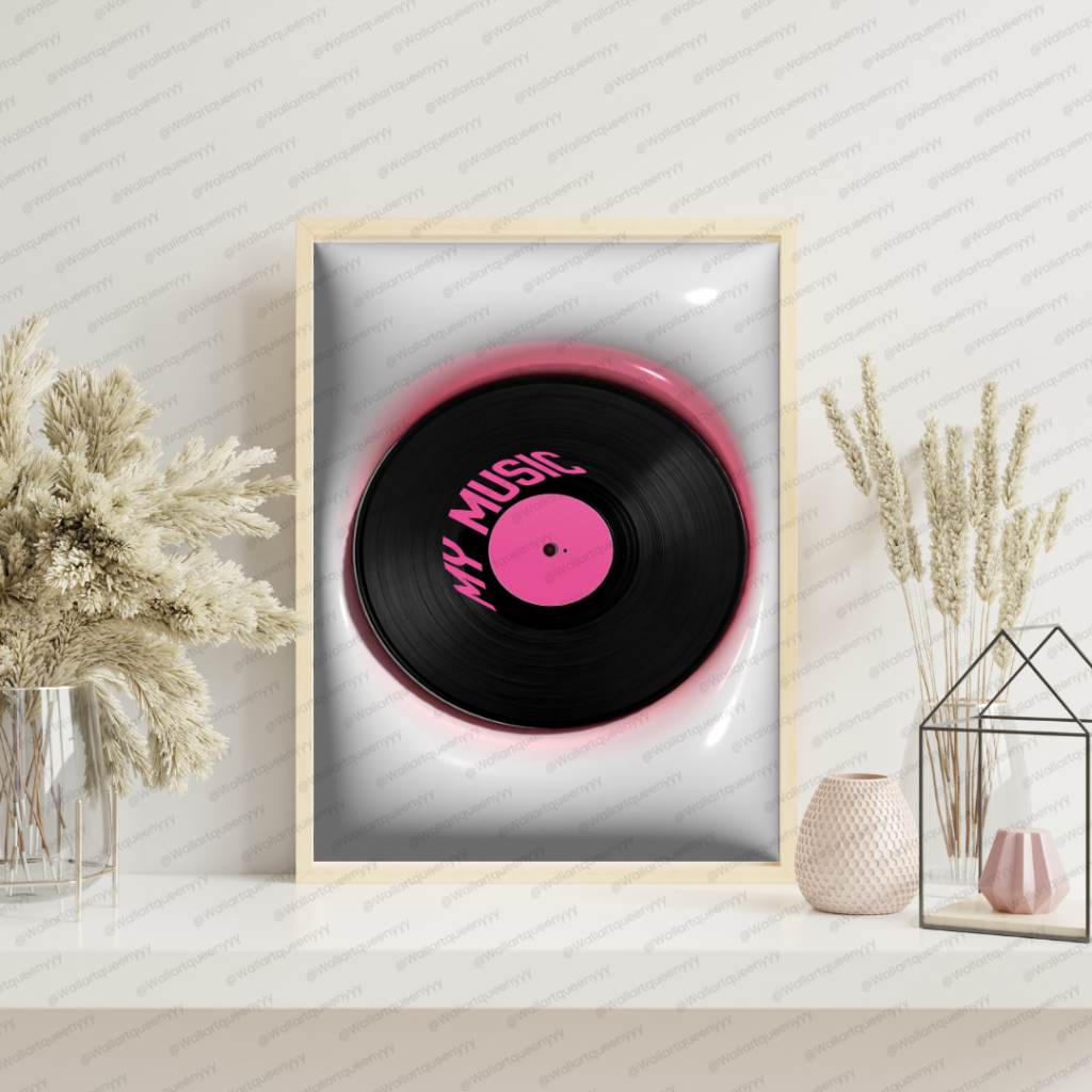 Pink Vinyl Groove Abstract Wall Art Retro Modern Printable Art for