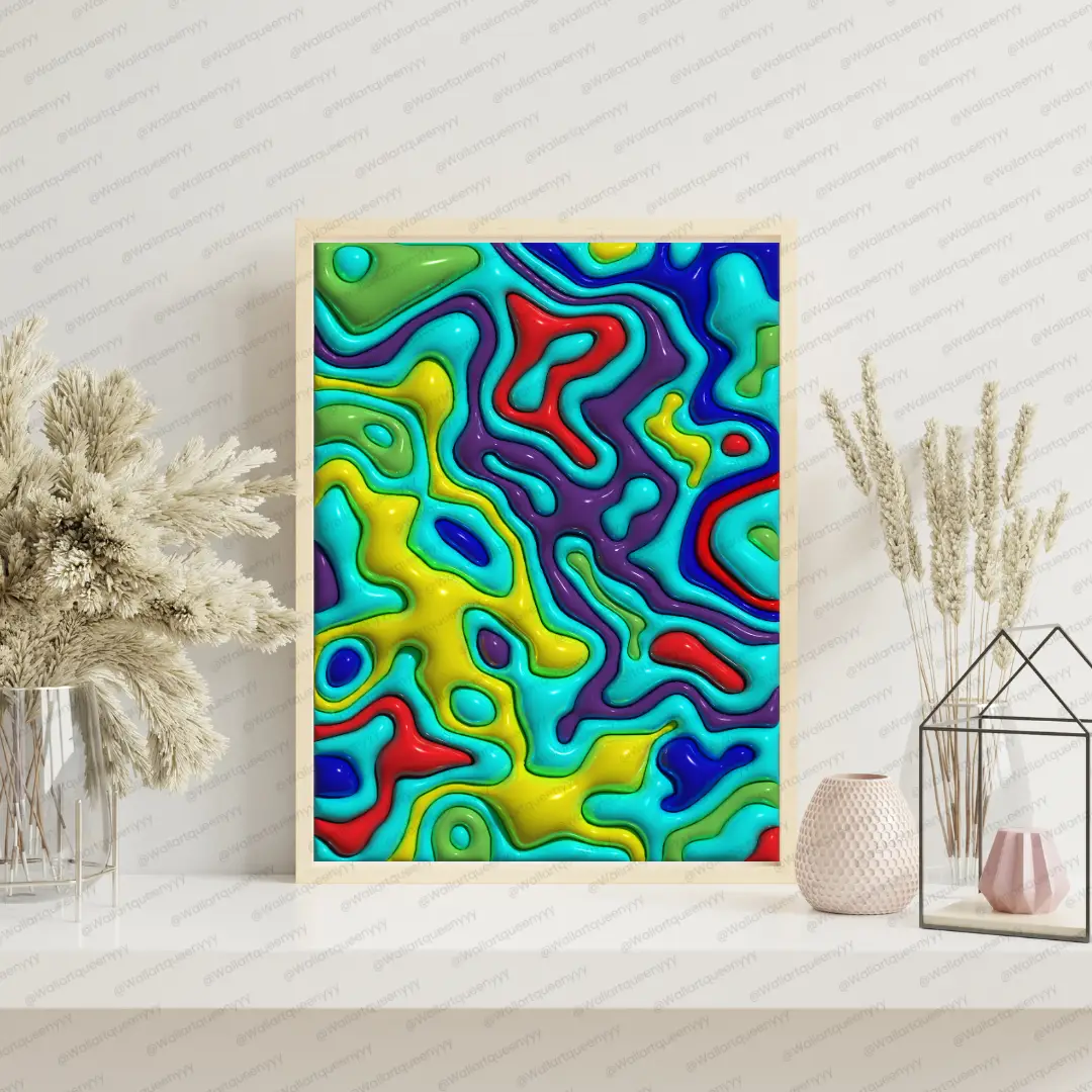 Aqua Maze abstract pattern wall art printable digital download, luxury modern abstract design for contemporary home and office decor