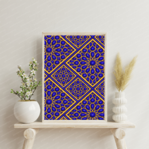Royal Islamic Diamond Geometry wall art printable featuring luxury Islamic diamond geometric pattern for Muslim home decor