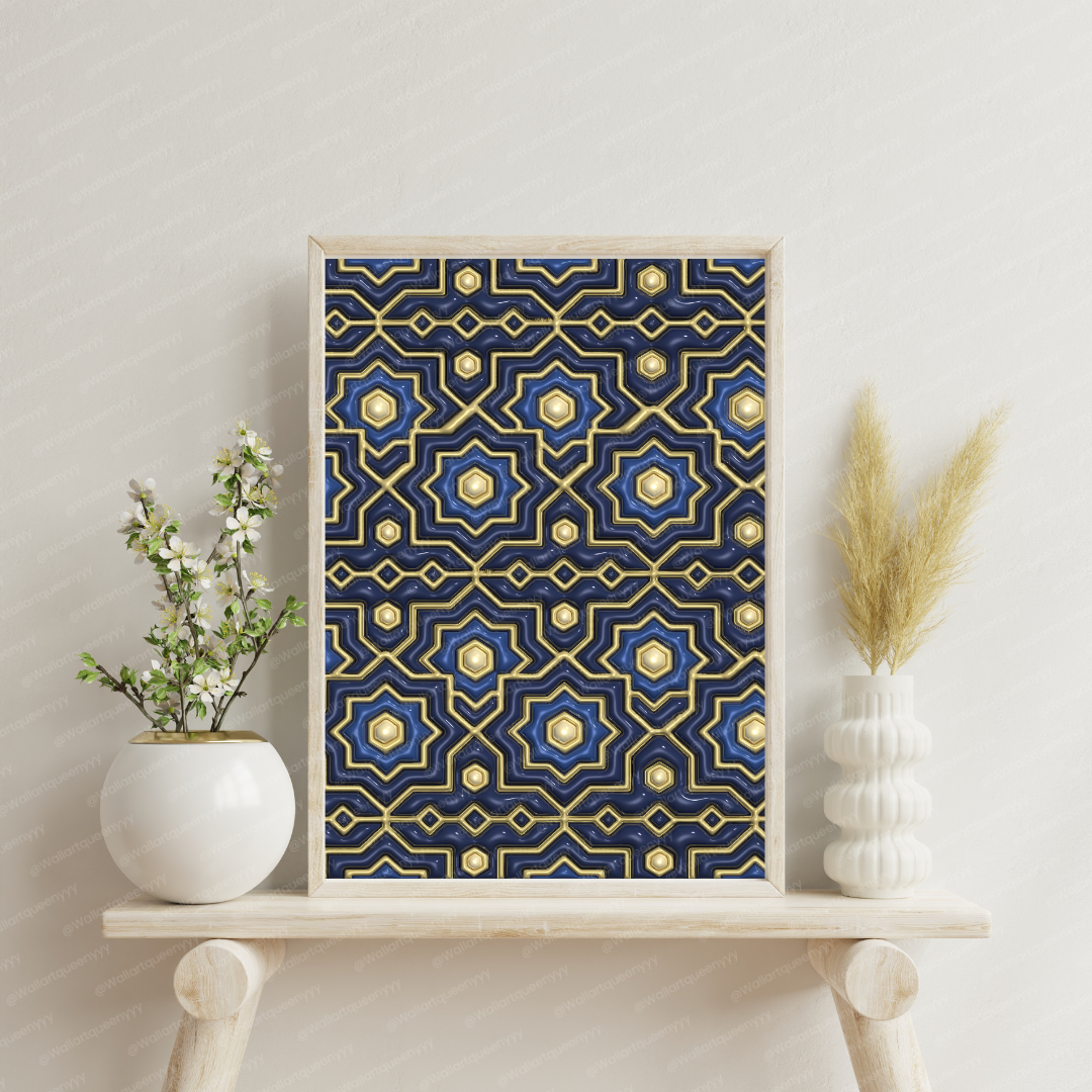 Royal Islamic Geometry wall art printable featuring luxury Islamic geometric pattern for Muslim home decor