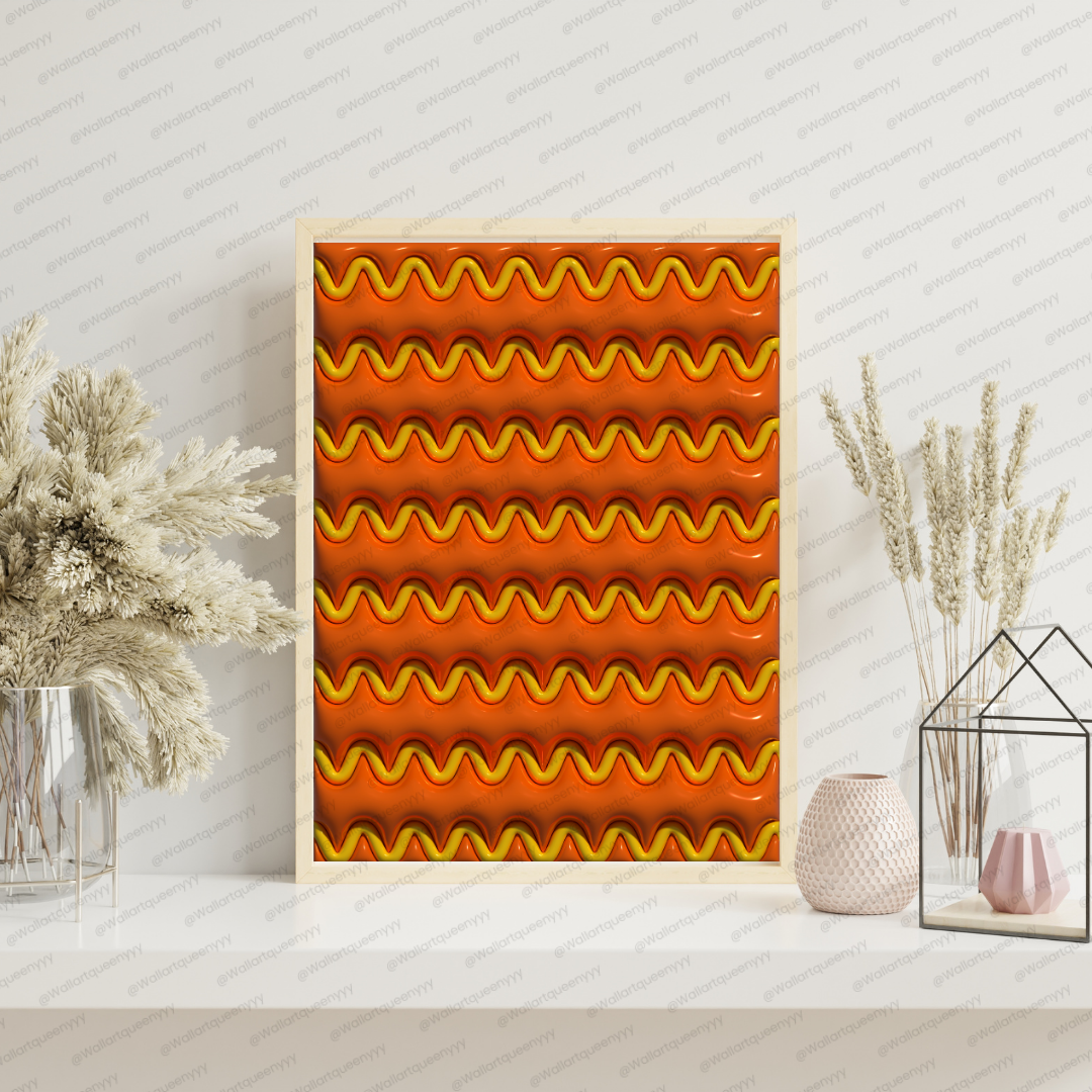 Solaris Wave abstract pattern wall art printable digital download, luxury fluid modern design for contemporary home and office decor