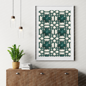 Islamic Interlace Geometry wall art printable featuring elegant Islamic interwoven geometric pattern for Muslim home decor