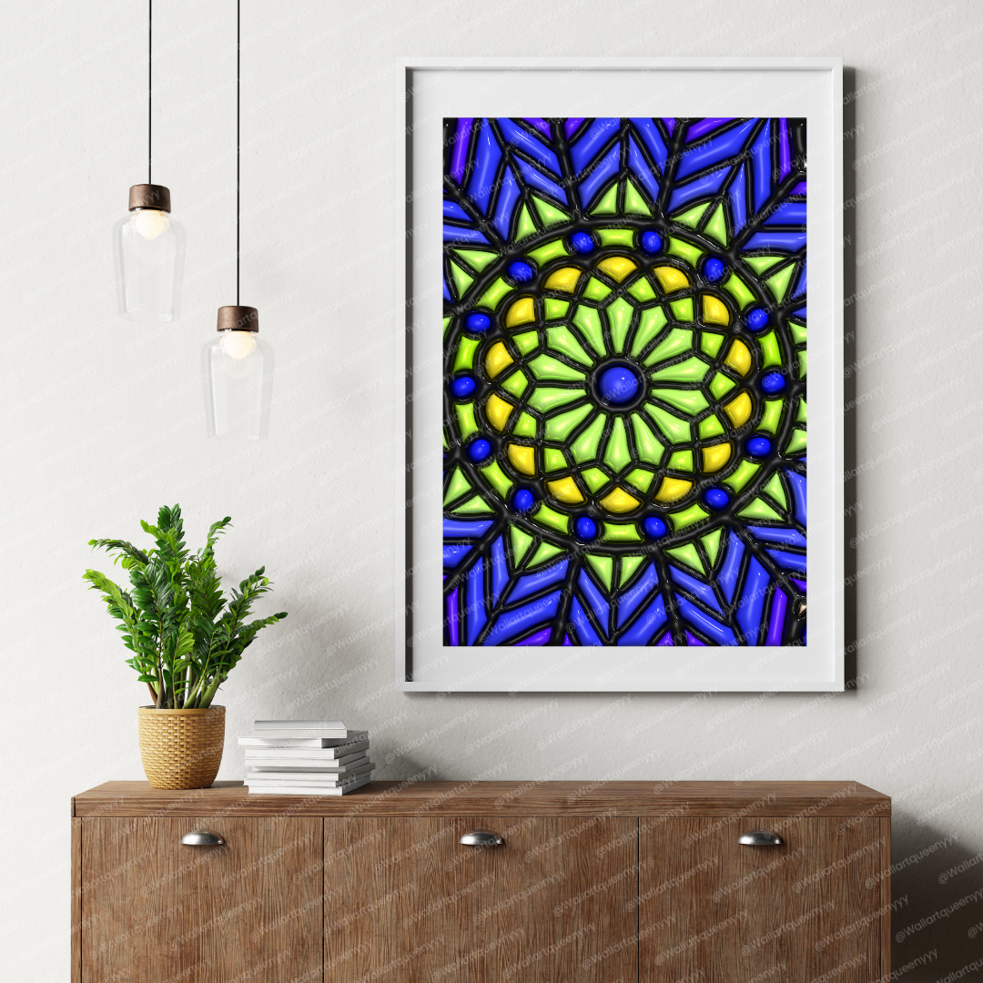 Islamic Mandala Harmony wall art printable featuring elegant Islamic mandala geometric pattern symbolizing balance and spiritual harmony