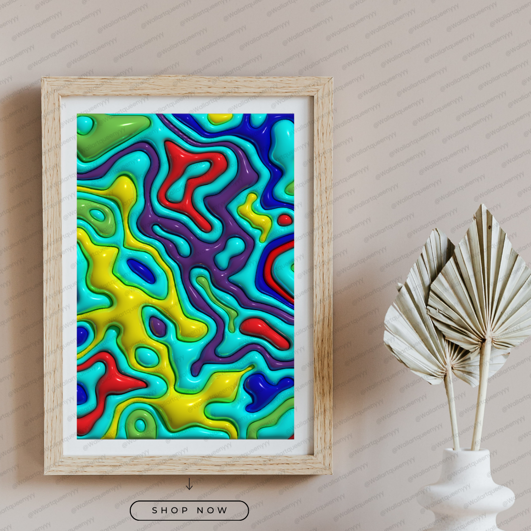 Aqua Maze abstract pattern wall art printable digital download, luxury modern abstract design for contemporary home and office decor