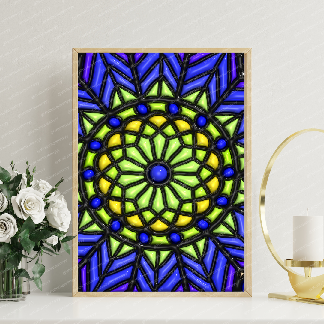 Islamic Mandala Harmony wall art printable featuring elegant Islamic mandala geometric pattern symbolizing balance and spiritual harmony