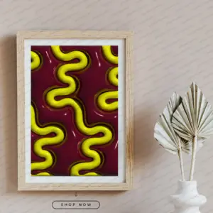 Neon Serpent abstract pattern wall art printable digital download, electric modern abstract design for contemporary home and office decor