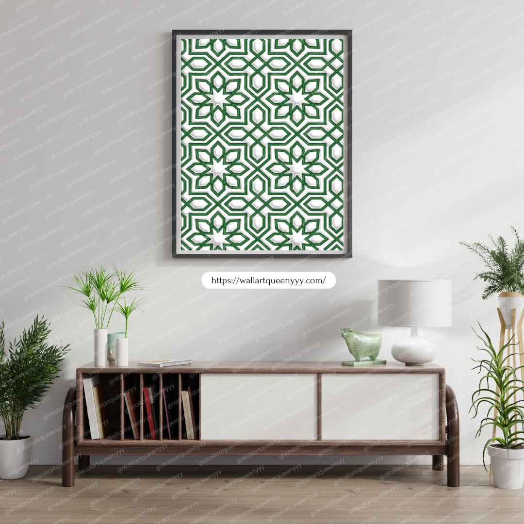 Islamic Star Geometry wall art printable featuring elegant Islamic star geometric pattern symbolizing balance and spiritual order