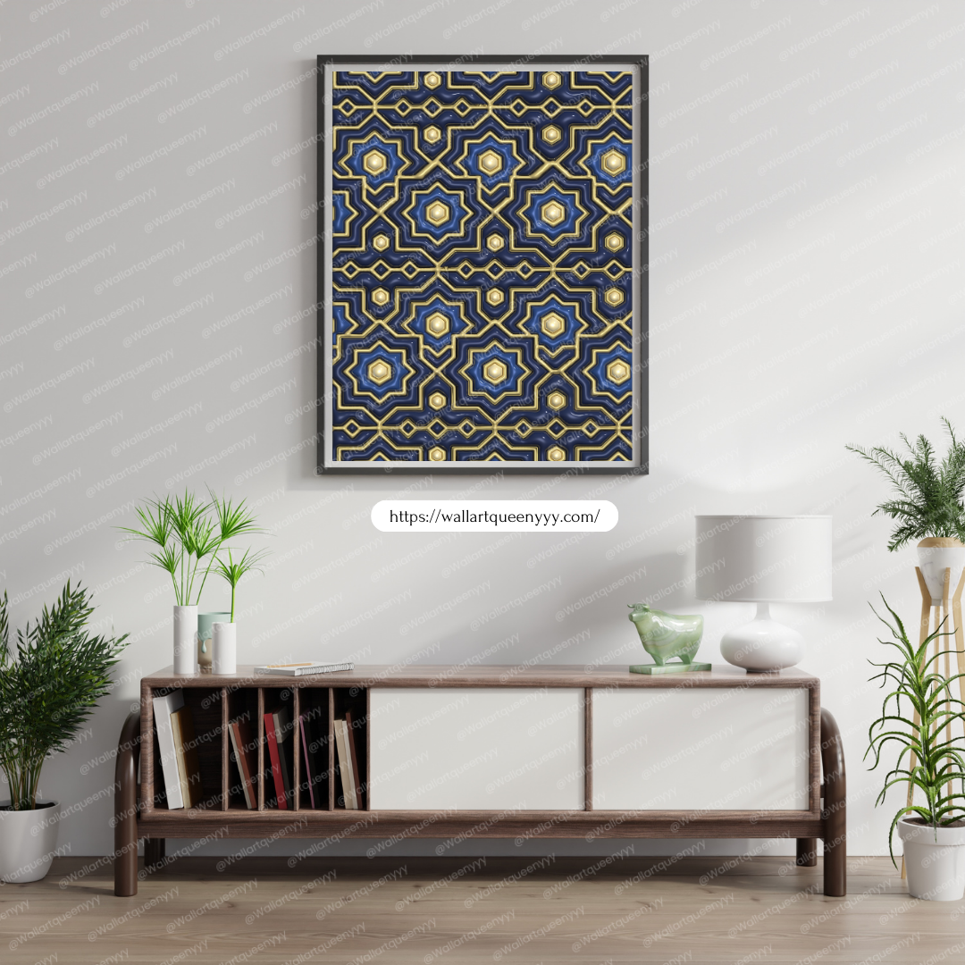 Royal Islamic Geometry wall art printable featuring luxury Islamic geometric pattern for Muslim home decor