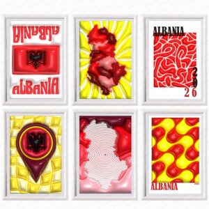 3D Layered Albania Map Wall Art – Luxury Modern Printable Art for Contemporary Interiors