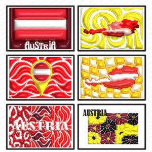 3D Layered Austria Map Wall Art printable digital download, luxury modern layered map design for contemporary home and office decor