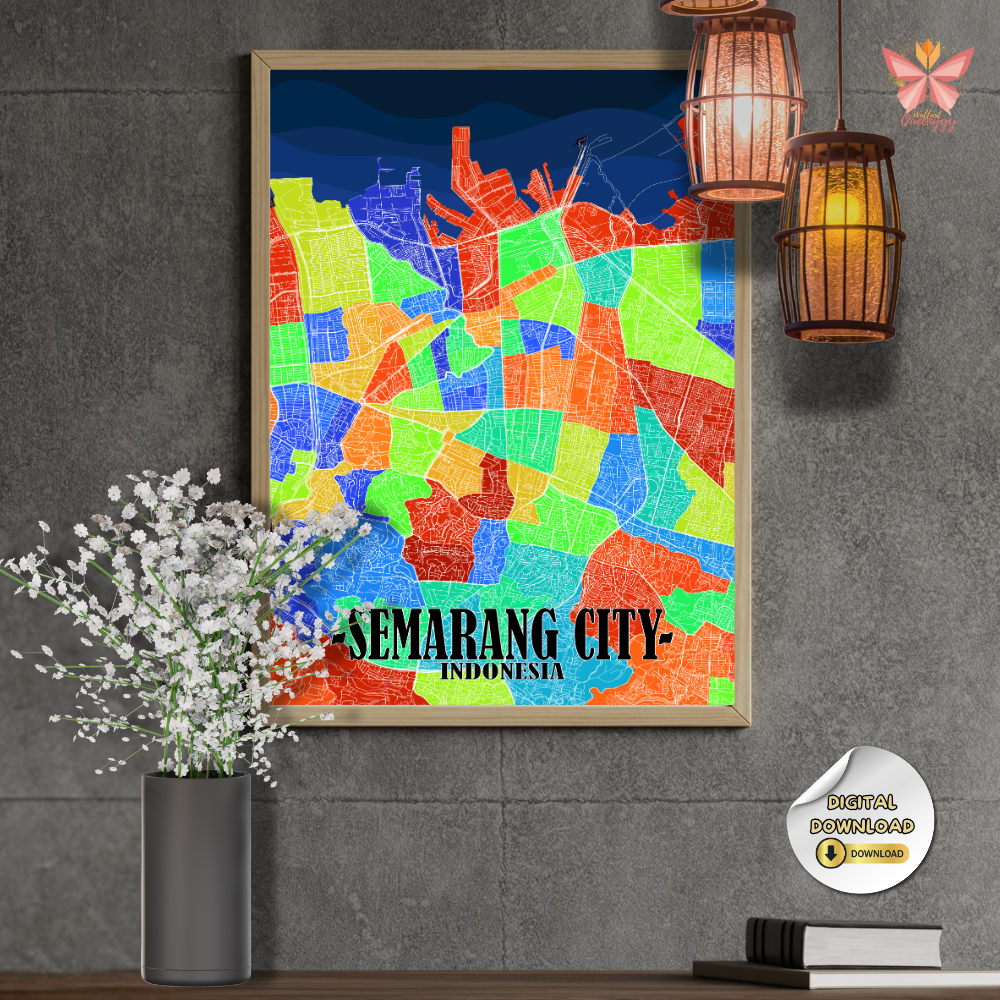 Semarang City Spectrum – Contemporary Urban Map Poster | Modern City Wall Art - Image 6