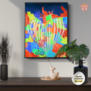 Semarang Color Heart artwork featuring a vibrant heart-shaped urban city map design in a flat modern style, printable wall art in multiple size ratios.