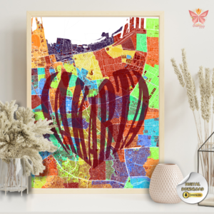 Abstract Jakarta Map Art featuring a contemporary multilayer city design, flat modern urban layout, printable wall decor in multiple size ratios.