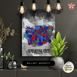 Semarang Urban Mosaic artwork featuring a colorful city map layout in a flat modern design, printable urban wall art in multiple size ratios.