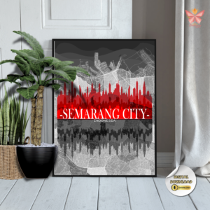 Semarang Skyline Statement poster featuring a bold urban city silhouette design in a flat modern style, printable wall art in multiple size ratios.