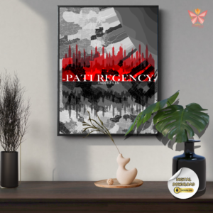 Pati Skyline Impact modern silhouette map poster featuring a bold urban skyline integrated with a flat regional territorial design, printable wall art in multiple size ratios.