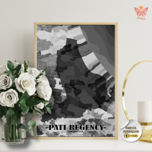 Pati Shadow Edition minimal black boundary map featuring a monochrome territorial silhouette in a flat modern design, printable regional wall art in multiple size ratios.