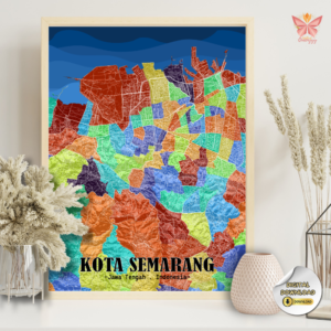 Semarang Color Atlas contemporary city map artwork featuring colorful district zoning in a flat urban map design, printable wall art in multiple size ratios.